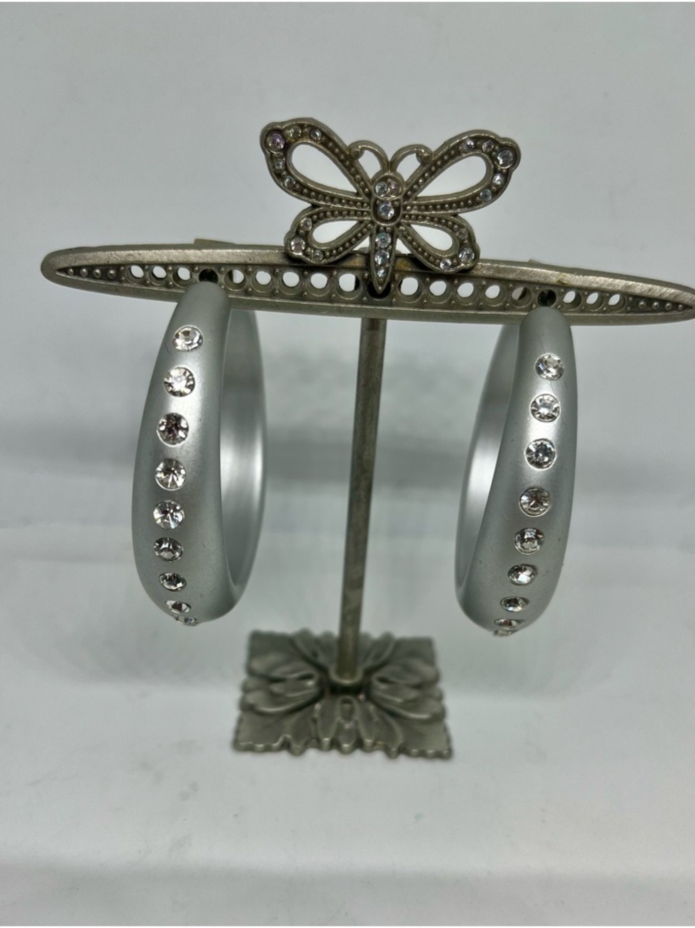 Jennifer Fisher Silver Hoop Earrings with Crystal Accents